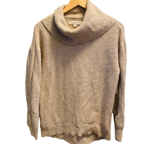 ⭐️ Loft Taupe Ribbed Cowl Neck Sweater - Picture 2 of 4